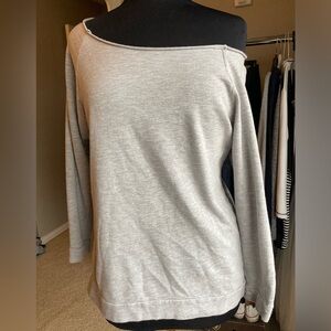 Next Level Apparel Light Gray Off-Shoulder Long Sleeve Top